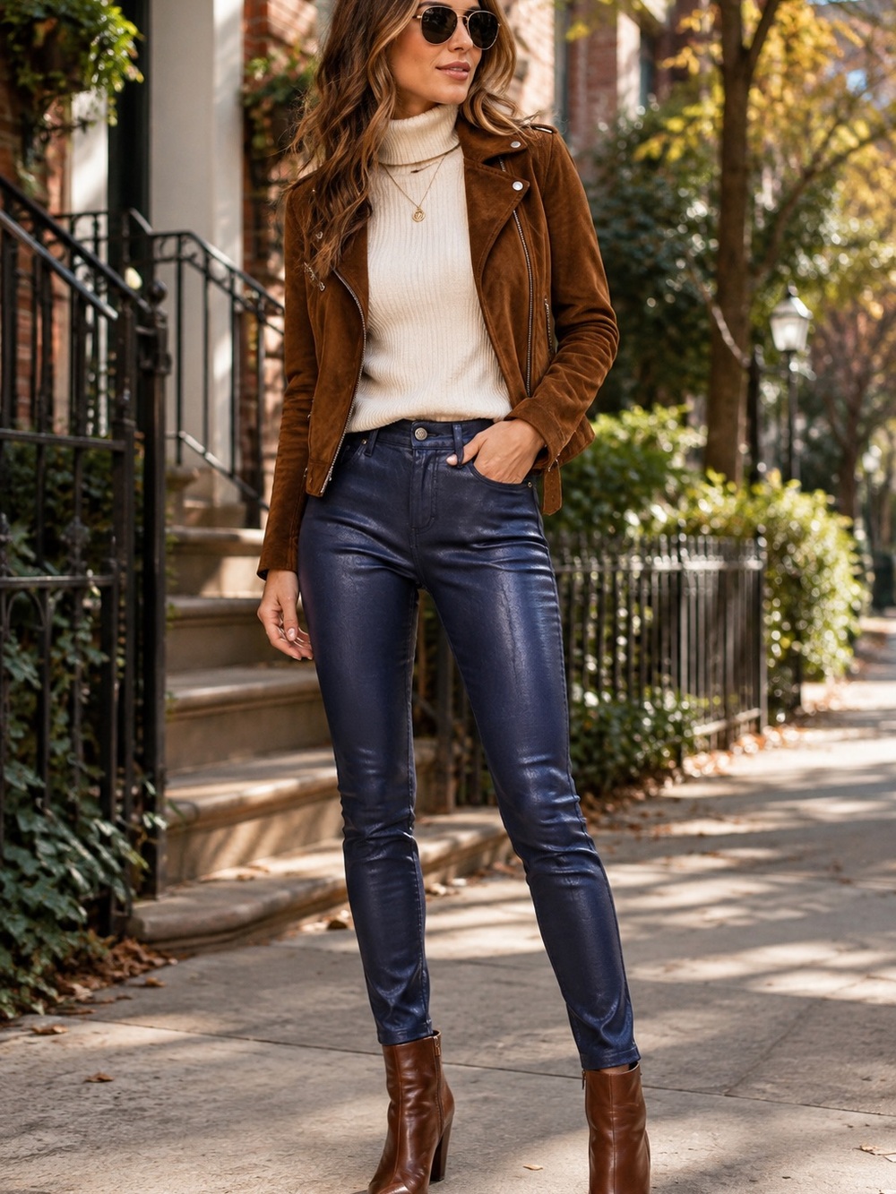 Habitual Alice Coated Skinny Jeans Navy Faux Leather Stretch Size 25